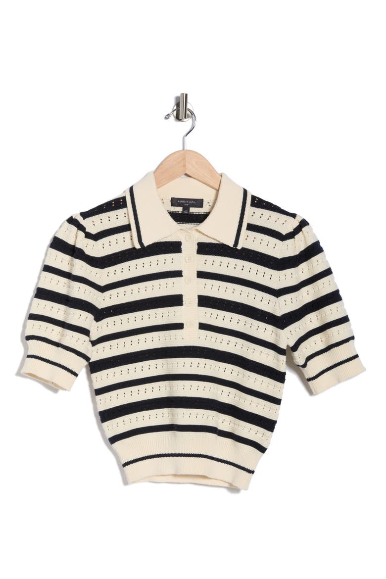 Stripe Polo Sweater, Alternate, color, SALUTE AND IVORY STRIPE