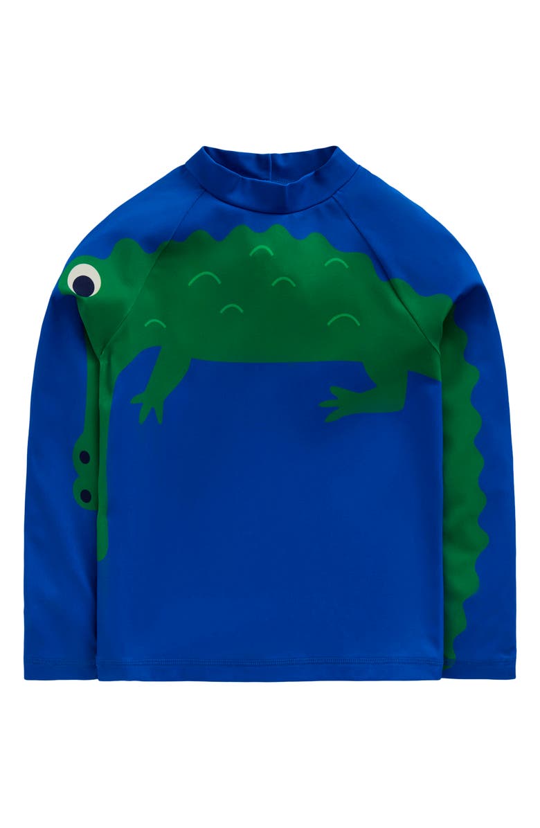Mini Boden Kids' Appliqué Long Sleeve Rashguard, Alternate, color, Blue Croc