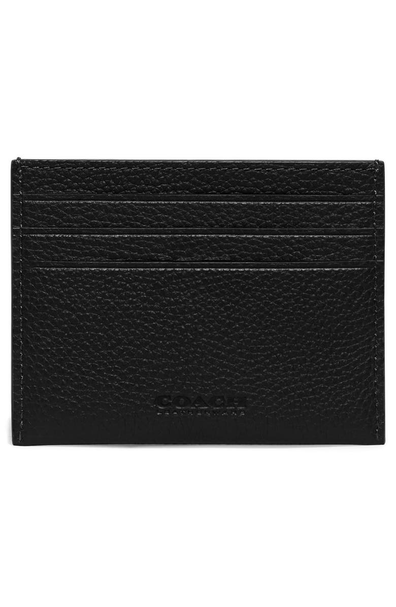 COACH Pebble Leather Card Case, Alternate, color, Black