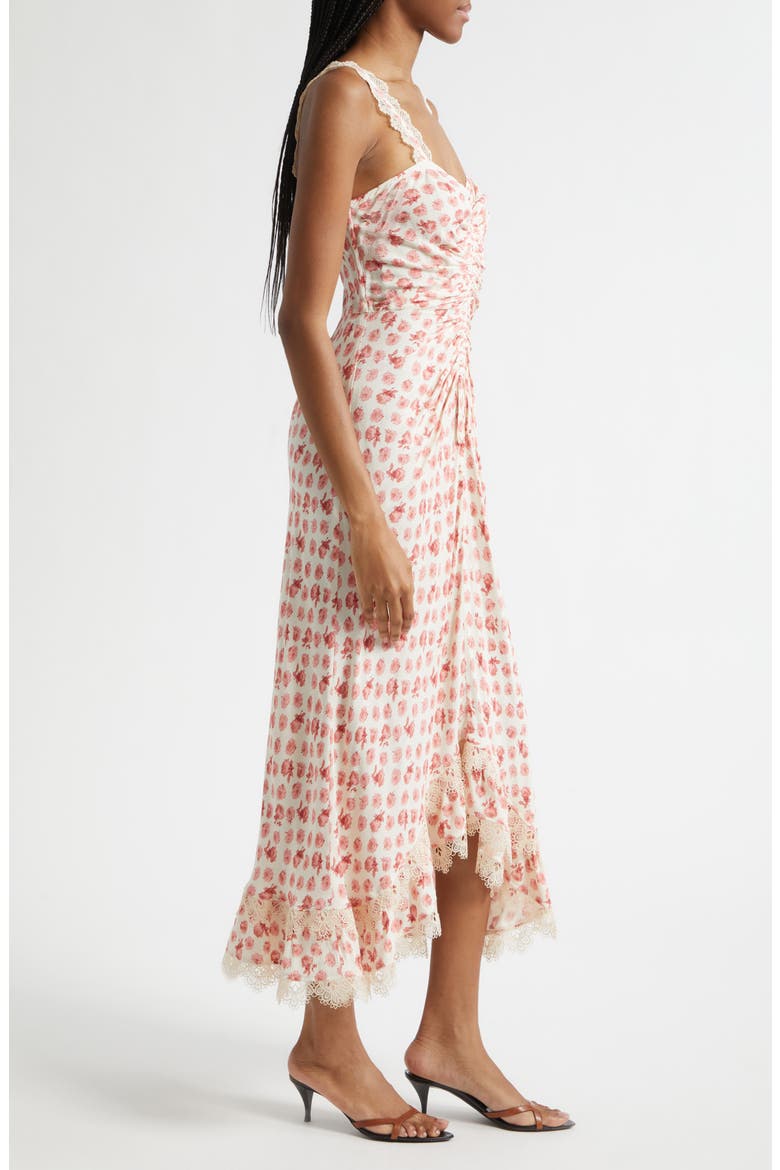 Stevie Ikat Roses Ruched Sleeveless Midi Dress, Alternate, color, GARDENIA MULTI