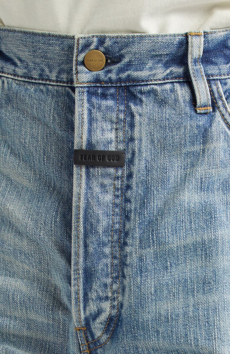 Fear of God Five-Pocket Raw Hem Straight Leg Jeans, Alternate, color, Indigo 2