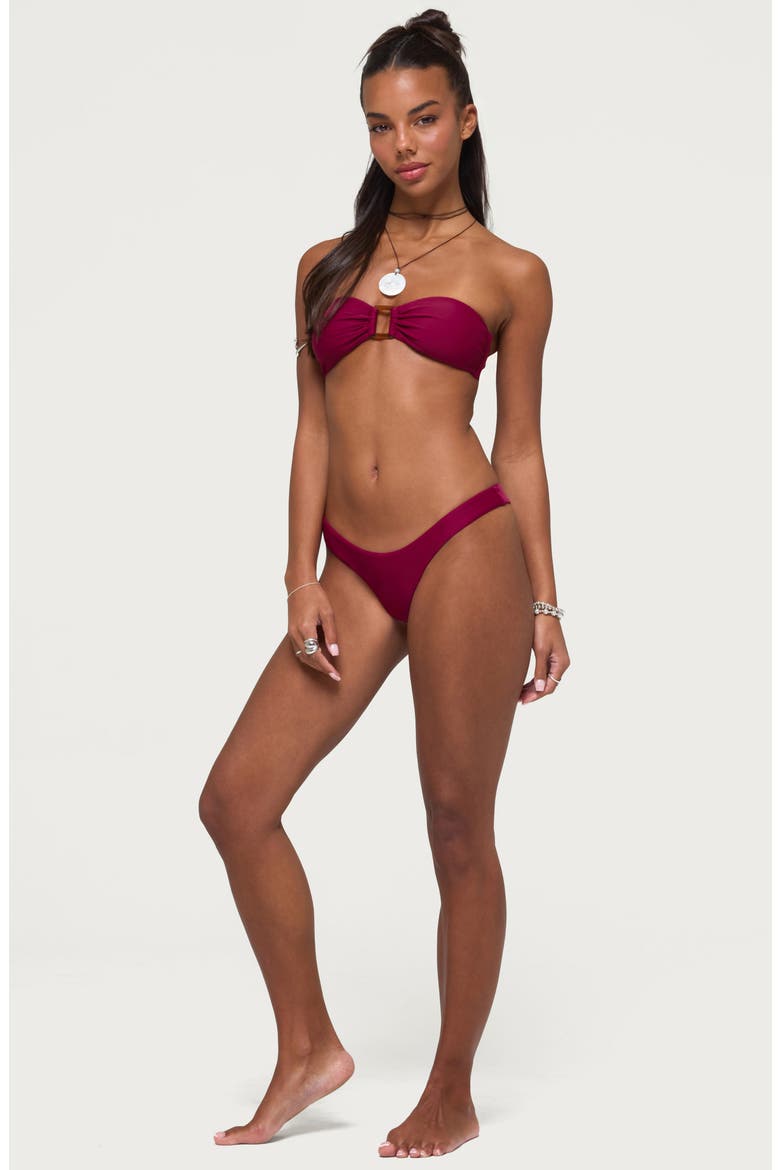 Silvey Bandeau Bikini Top, Alternate, color, BURGUNDY