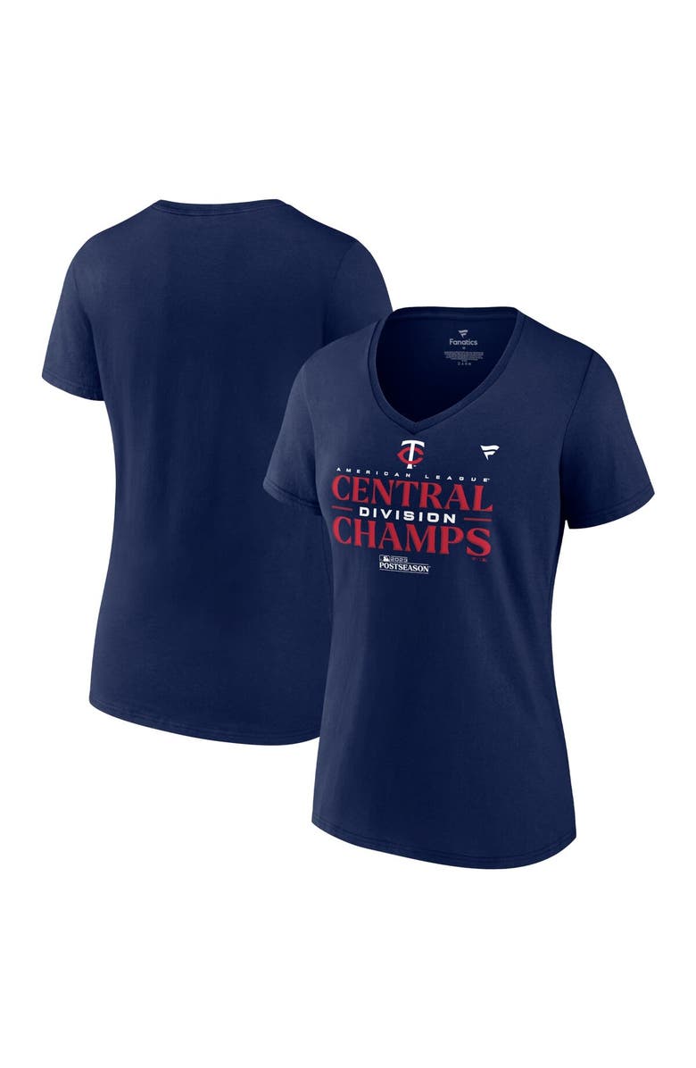 PROFILE Women's Fanatics Branded Navy Minnesota Twins 2023 AL Central Division Champions Locker Room Plus Size V-Neck T-Shirt, Alternate, color, 