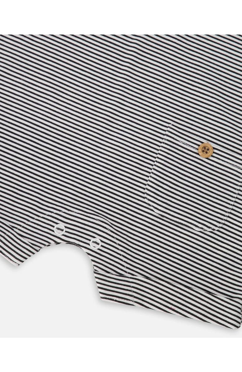 Deux par Deux Cotton Jersey Stripes Short Sleeves Romper, Alternate, color, Black & Off White Stripes