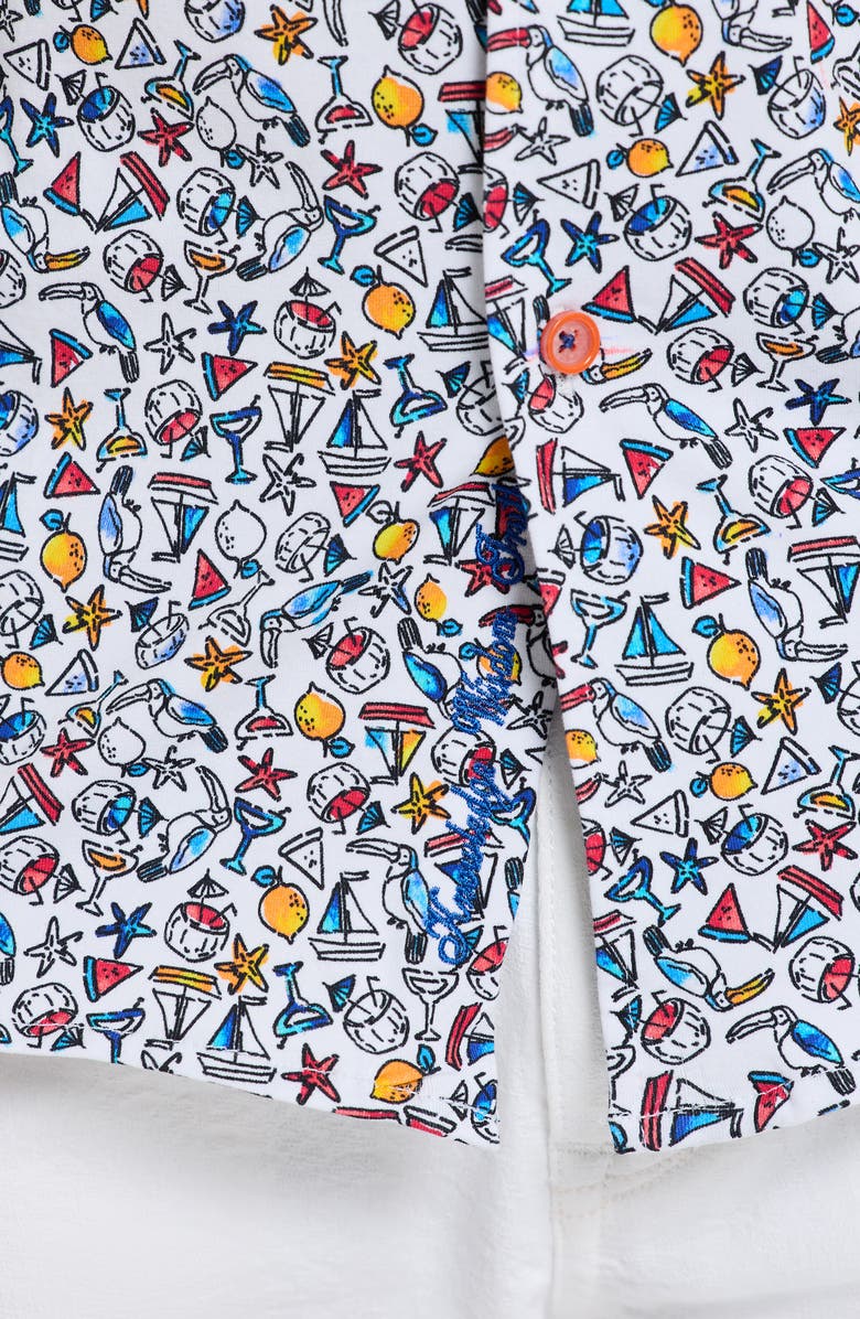 Robert Graham Summer Sails Short Sleeve Cotton Button-Up Shirt, Alternate, color, White