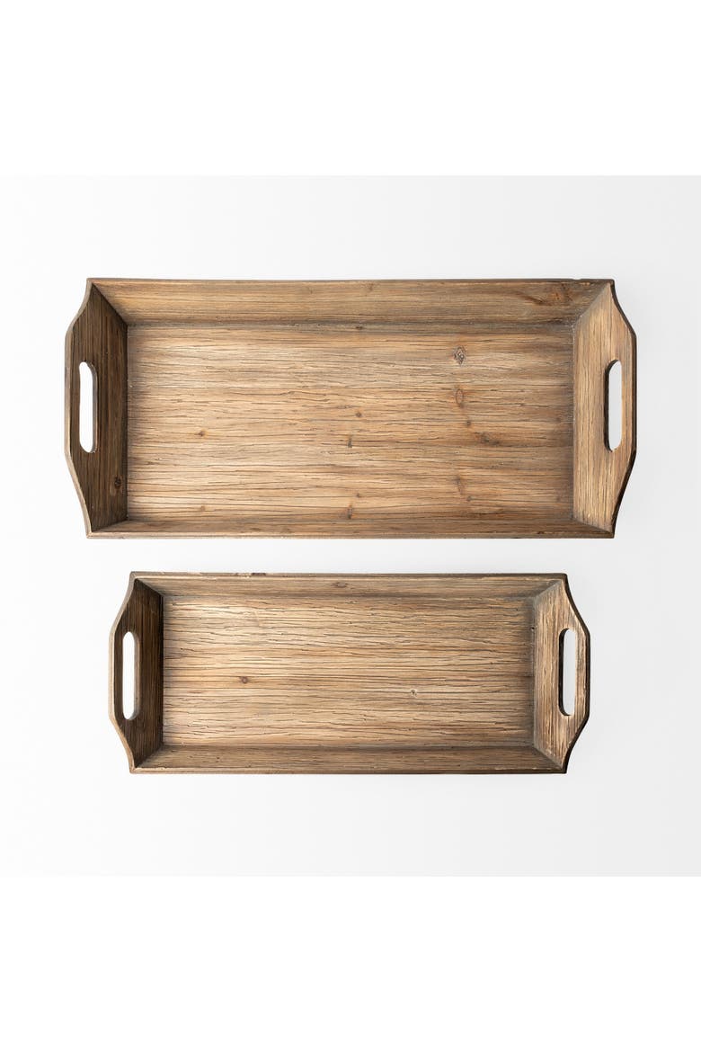 Tawny (Set of 2) Natural Wooden Trays, Alternate, color, Brown