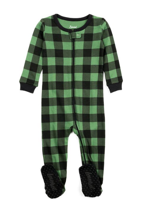 LEVERET Check Print Footed Pajama Sleeper