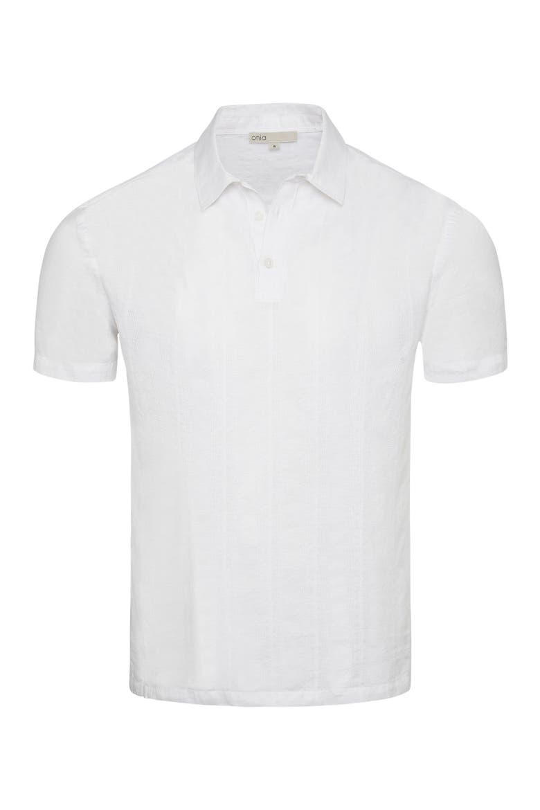 Cotton Linen Pop Over Polo Tee, Alternate, color, White