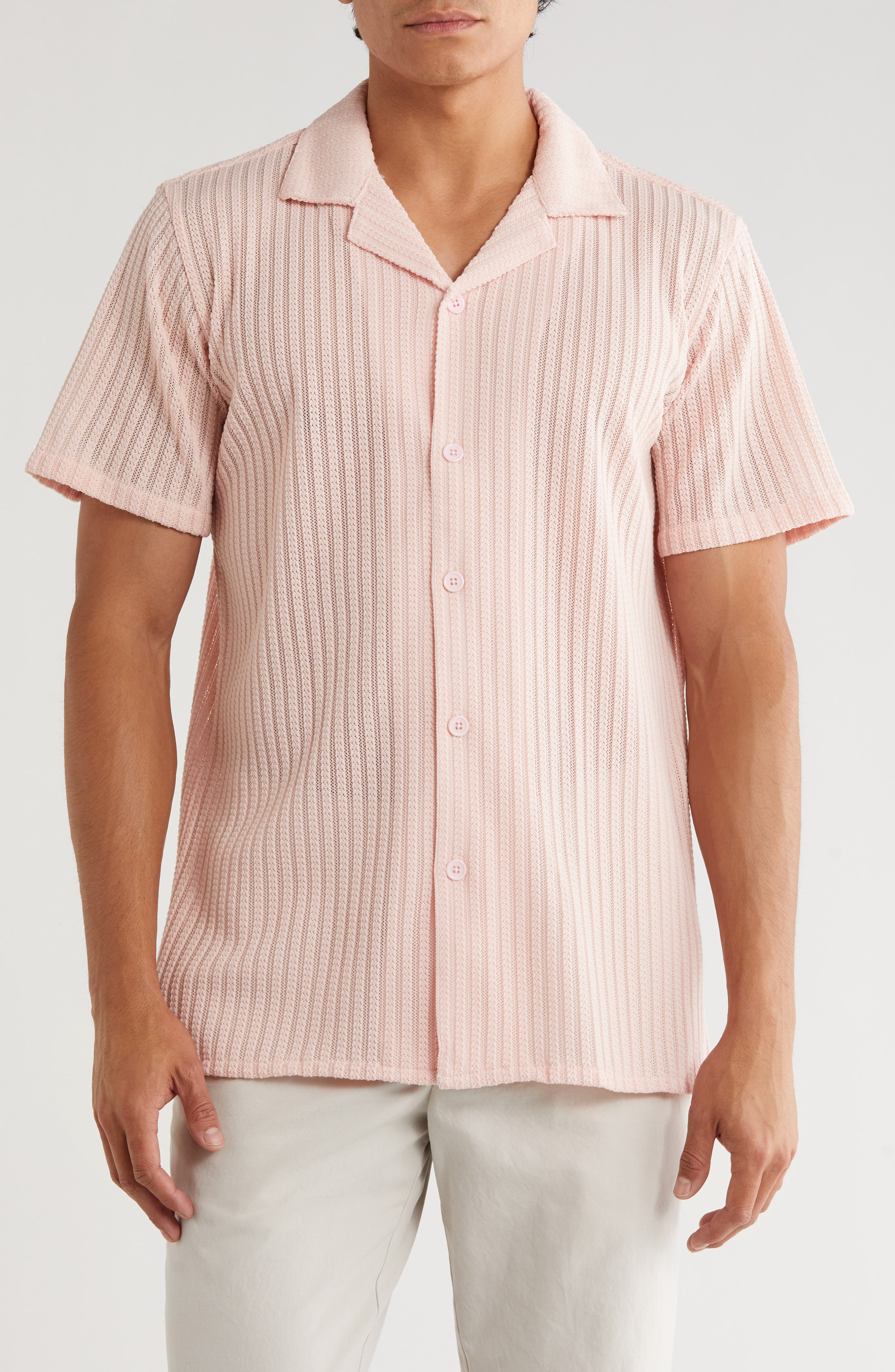 Textured Stripe Button-Up Shirt - image 5