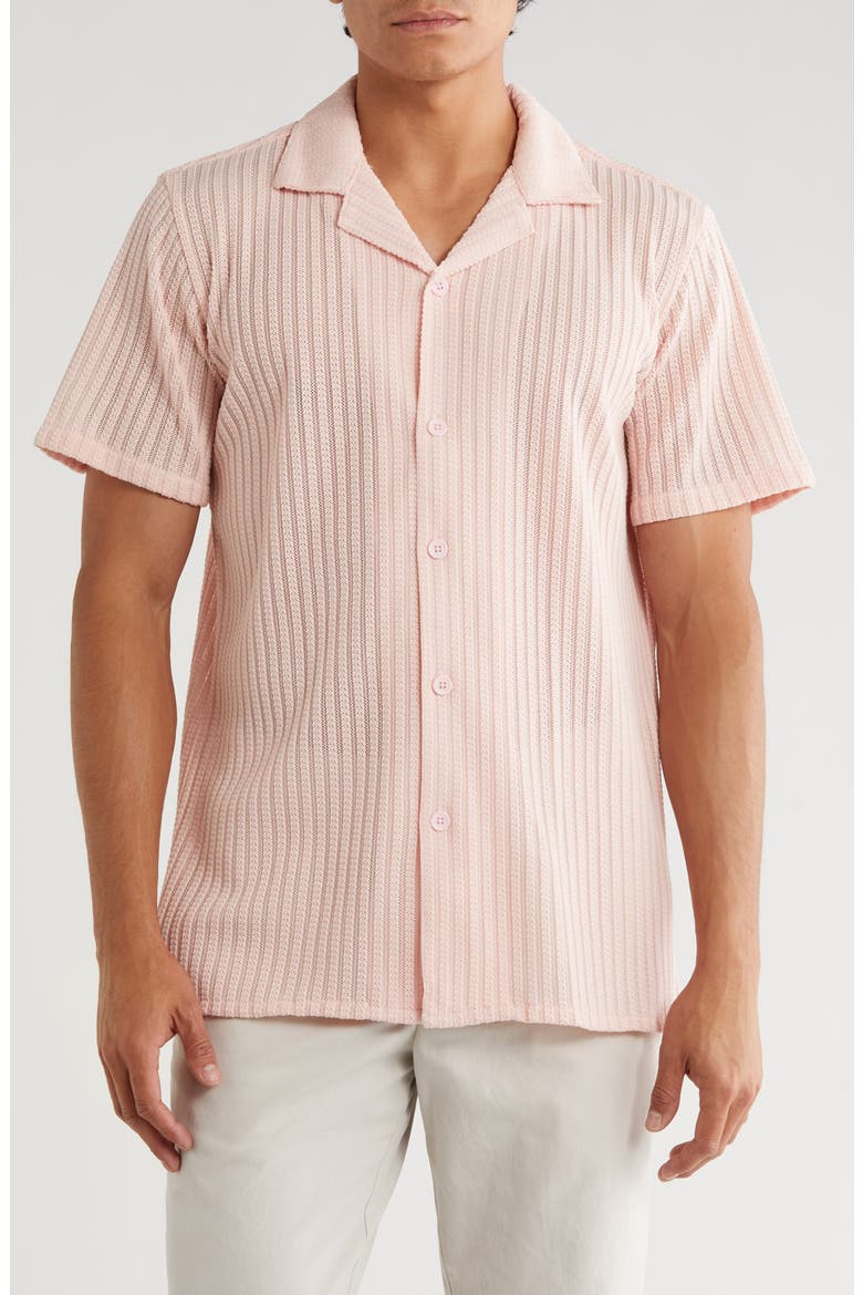 Textured Stripe Button-Up Shirt, Main, color, DUSTY PINK