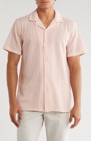 T.R. PREMIUM Textured Stripe Button-Up Shirt