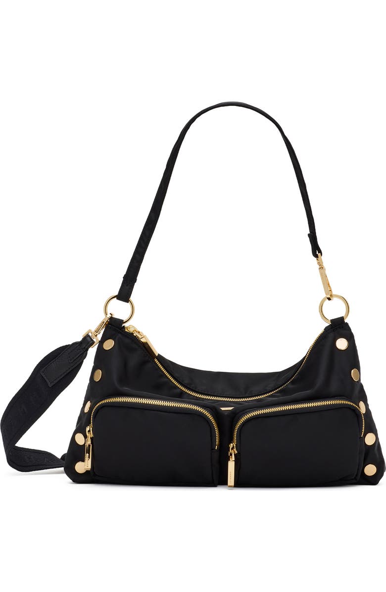 HAMMITT Kyle Medium Shoulder Bag, Main, color, Black Nylon Cargo/ Gold