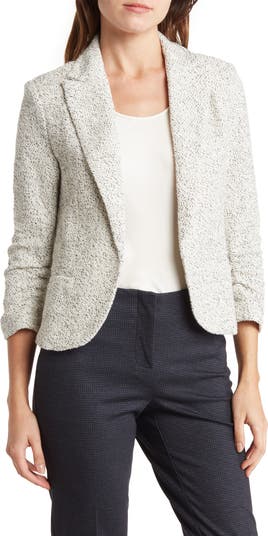 Three-Quarter Sleeve Scrunch Bouclé Blazer