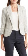 Amanda & Chelsea Three-Quarter Sleeve Scrunch Bouclé Blazer