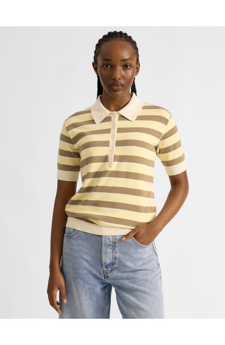 Albaray Stripe Short Sleeve Polo Shirt, Main, color, Lemon