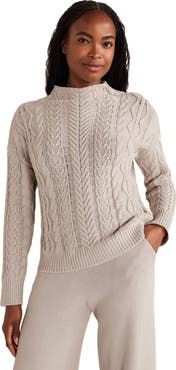 Haven Well Within Organic Cotton Cable Mockneck Sweater