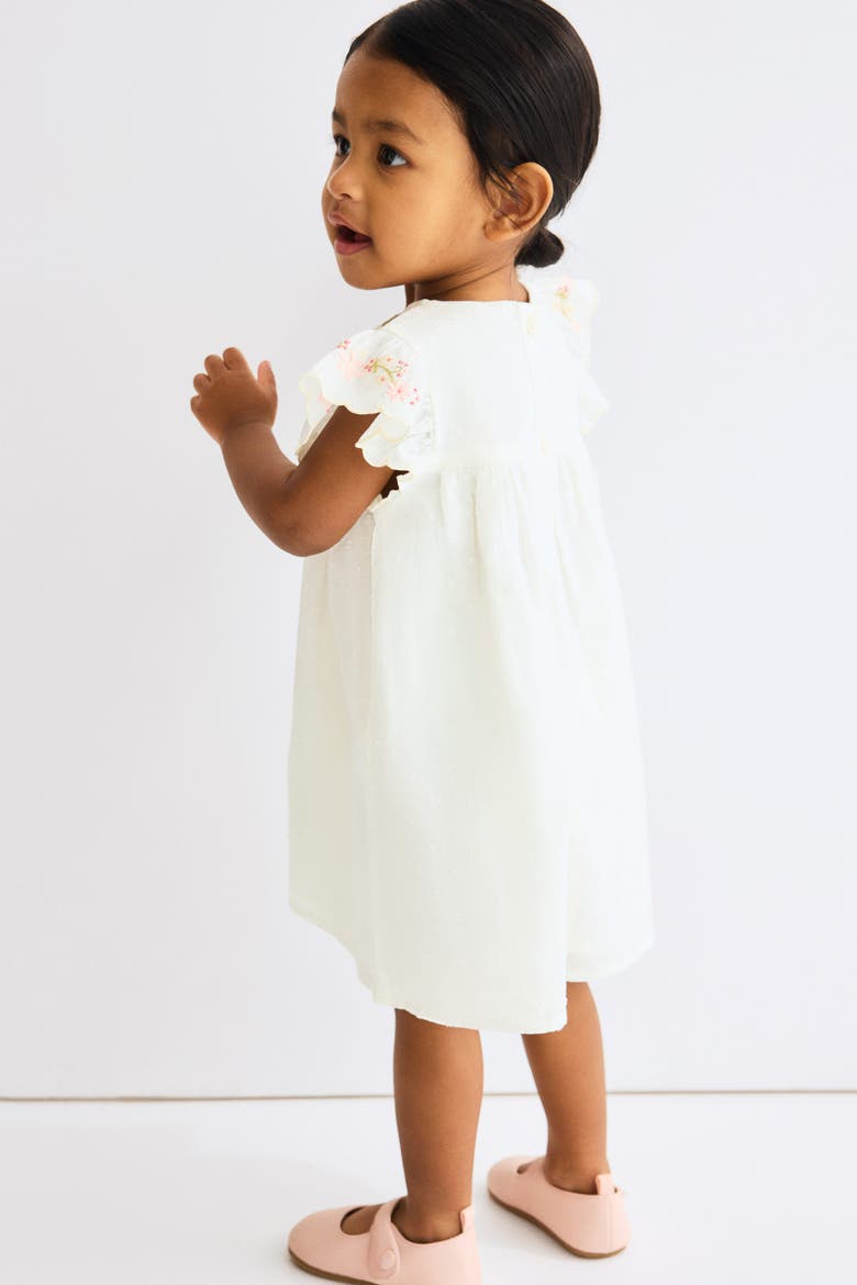 Embroidery-detail Cotton Dress, Alternate, color, White
