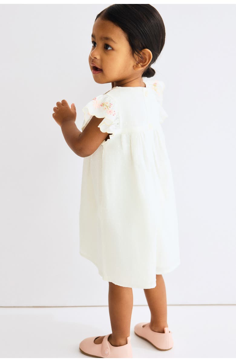 H&M Embroidery-detail Cotton Dress, Alternate, color, White