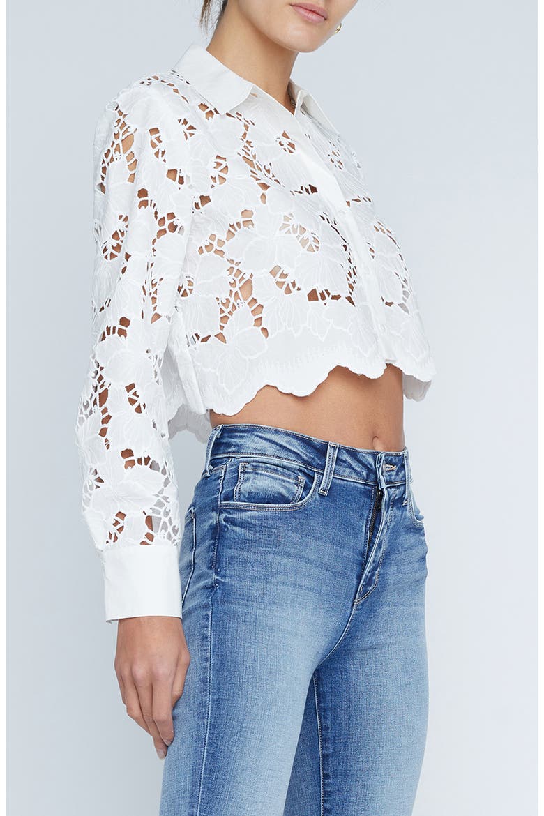Seychelle Cutwork Crop Shirt, Alternate, color, WHITE