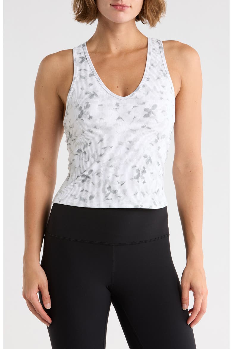 GO FLEX RIB Floral Mirage V-Neck Tank, Main, color, SILVER