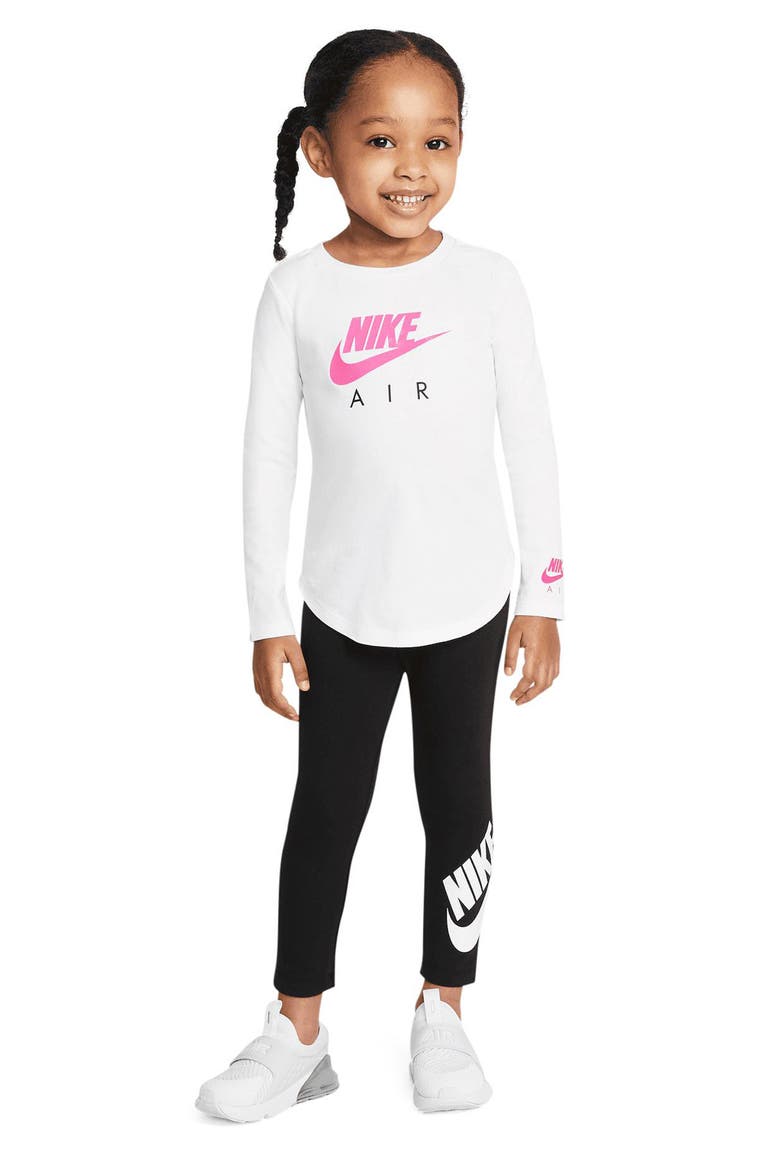 Kids' Swoosh Logo Leggings, Alternate, color, BLACK