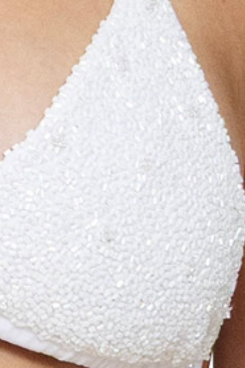 Forever Hand Beaded Triangle Bikini Top, Alternate, color, White