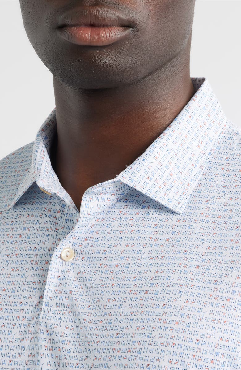 Peter Millar Featherweight Cornhole Print Performance Polo, Alternate, color, White
