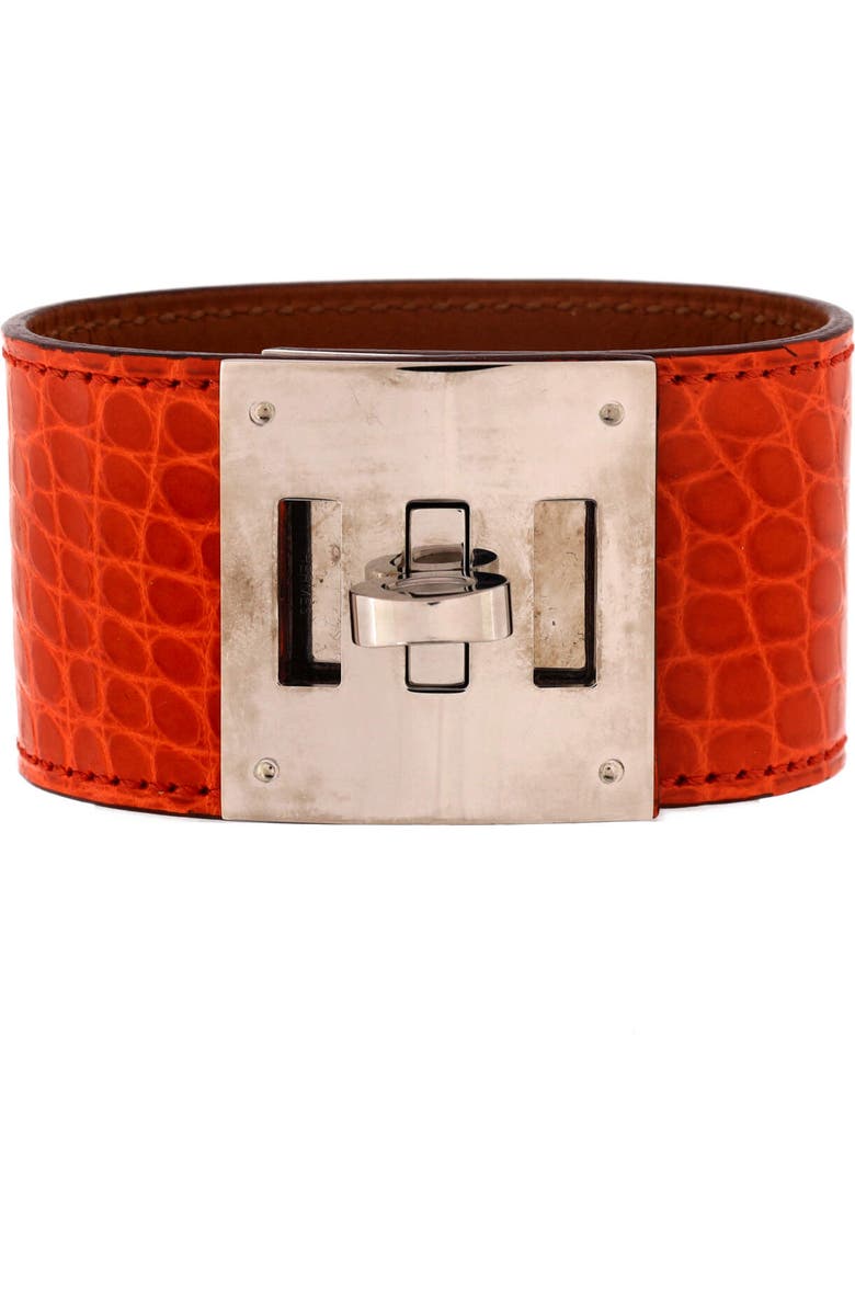 Pre-Owned Hermes Kelly Dog Bracelet Alligator, Main, color, Orange