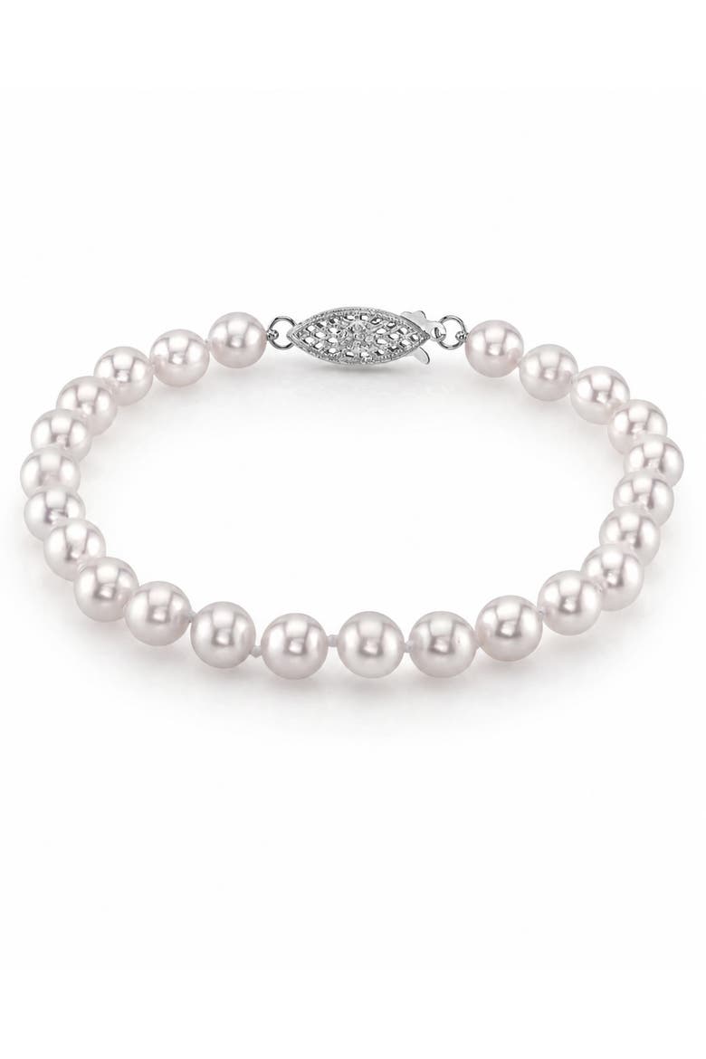 6.0-6.5mm Akoya White Pearl Bracelet, Main, color, White Pearls