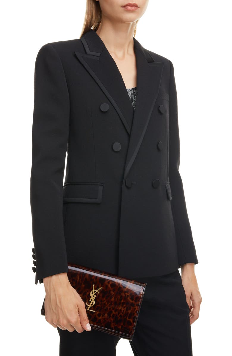 Saint Laurent Kate Calfskin Leather Wallet on a Chain, Alternate, color,