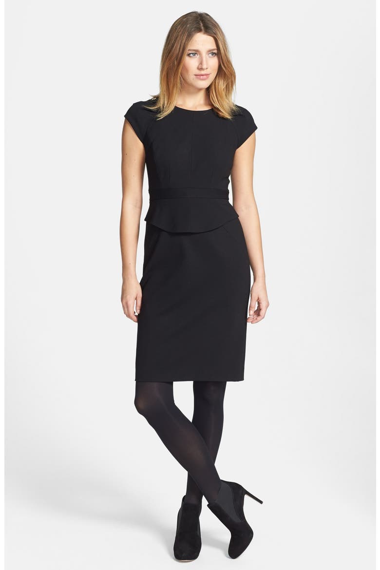 Structured Ponte Knit Sheath Dress, Main, color, BLACK