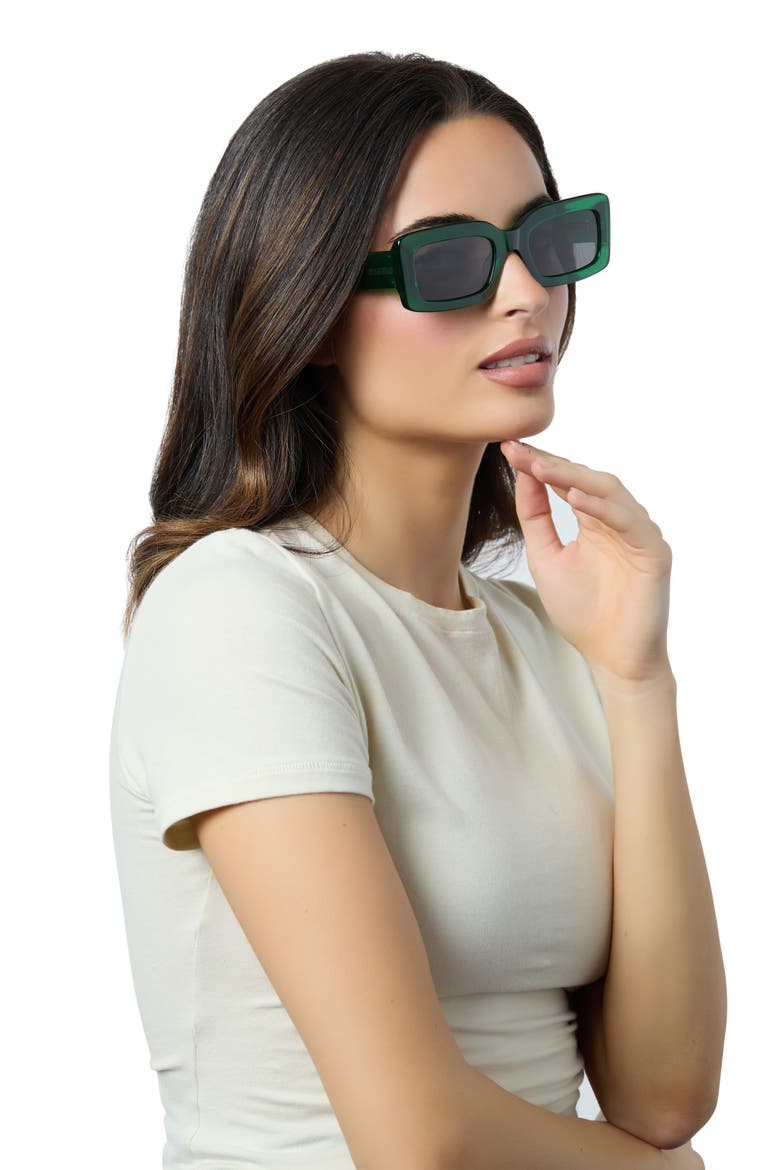 Indy 51mm Polarized Rectangular Sunglasses, Alternate, color, GREEN