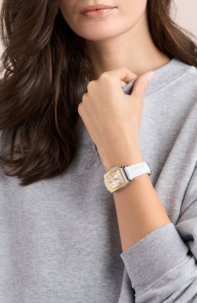 MICHELE Deco Sport Mid Two-Tone Silicone Strap Watch, 29mm x 31mm, Alternate, color, 