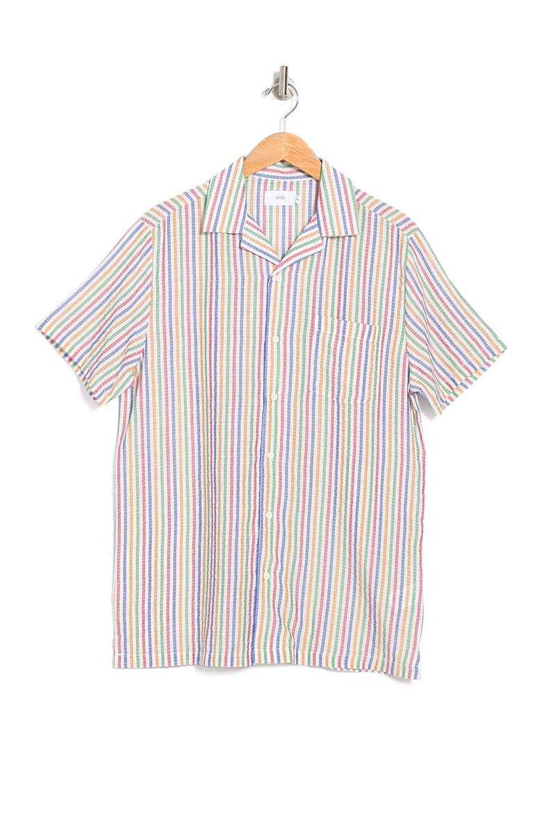 Onia Vacation Camp Collar Stripe Print Regular Fit Shirt, Alternate, color,