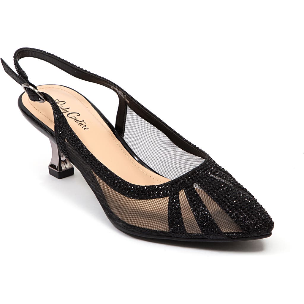 Lady Couture Macy Mesh Rhinestone Slingback Pump In Black
