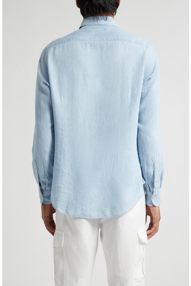 Lyocell & Linen Button-Up Shirt, Alternate, color, 08 DENIM