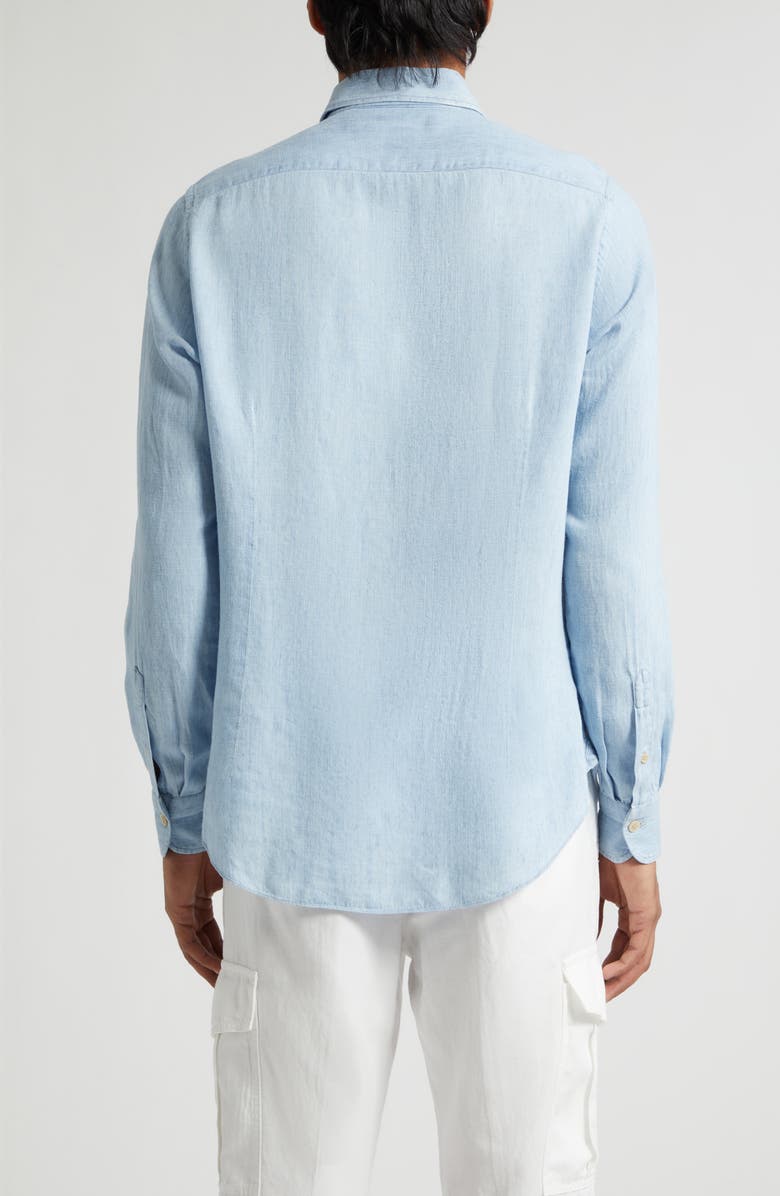 Eleventy Lyocell & Linen Button-Up Shirt, Alternate, color, 08 Denim