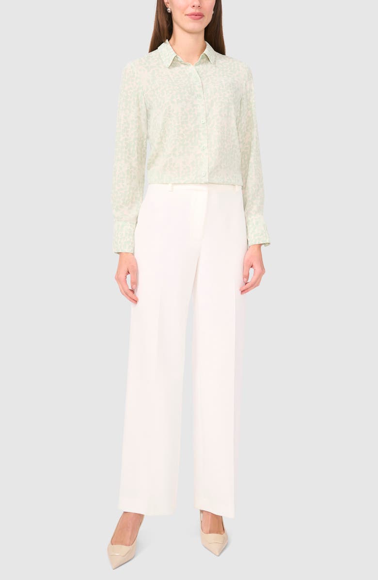 Halogen<sup>®</sup> Geo Print Crepe Button-Up Shirt, Alternate, color, Mint Creme