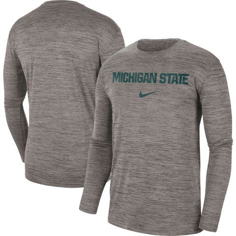 Men's Nike Heather Gray Michigan State Spartans Team Velocity Performance Long Sleeve T-Shirt
