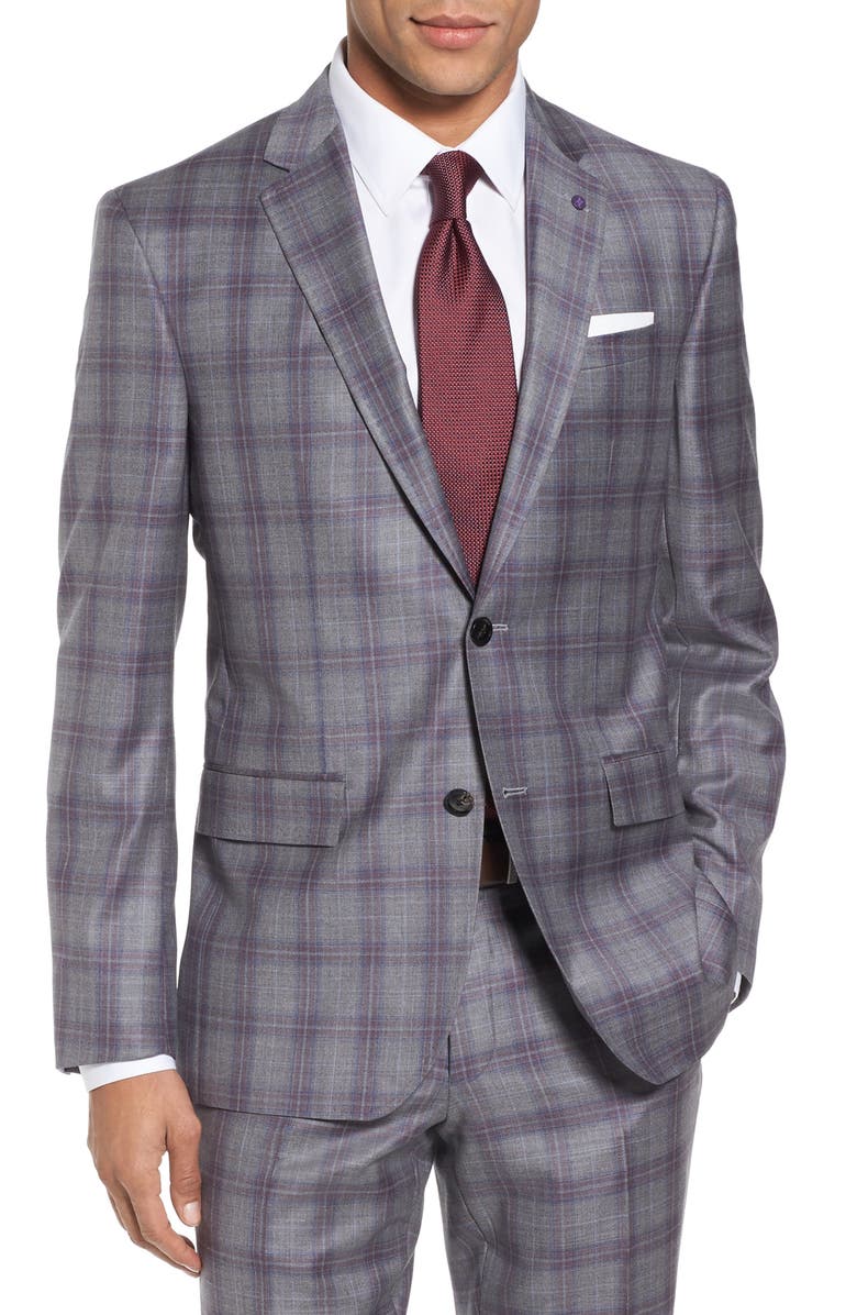 Ted Baker London Jay Trim Fit Plaid Wool Suit, Alternate, color, 