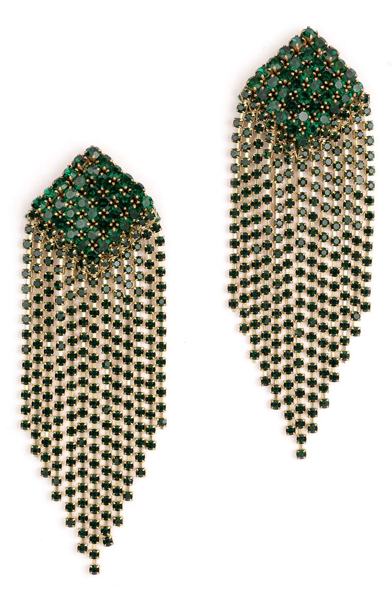 Deepa Gurnani Niomi Crystal Fringe Drop Earrings, Main, color,