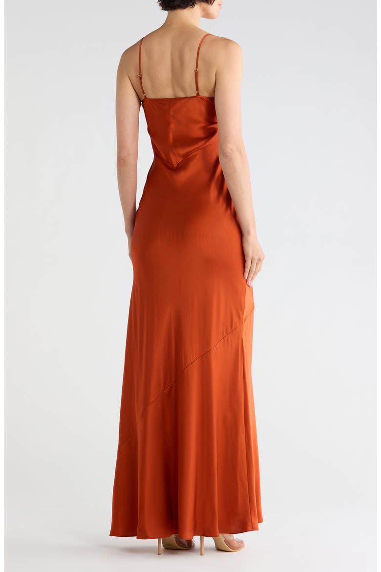 Charmaine Spaghetti Strap Silk Gown, Alternate, color, CLAY