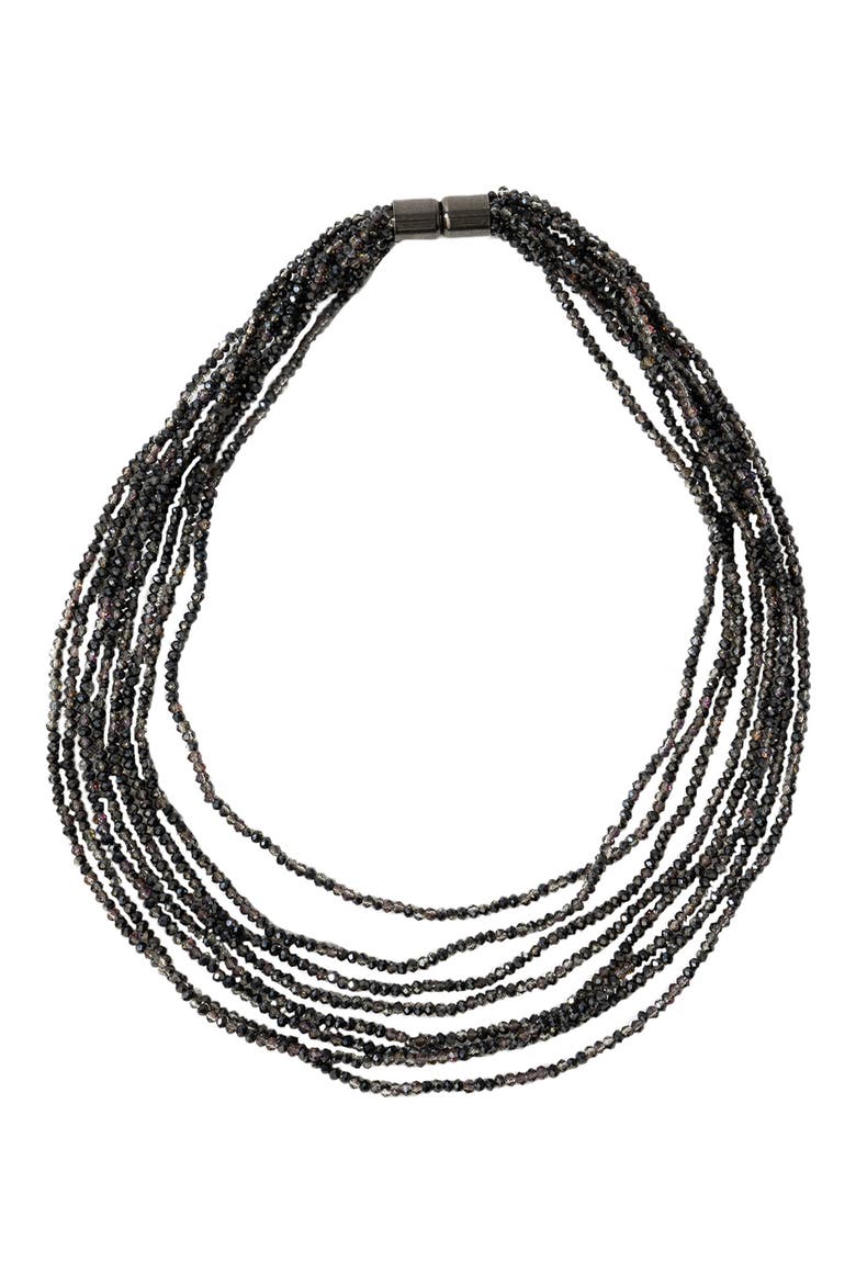 Multi Strand Short Crystal Necklace, Alternate, color, GUNMETAL
