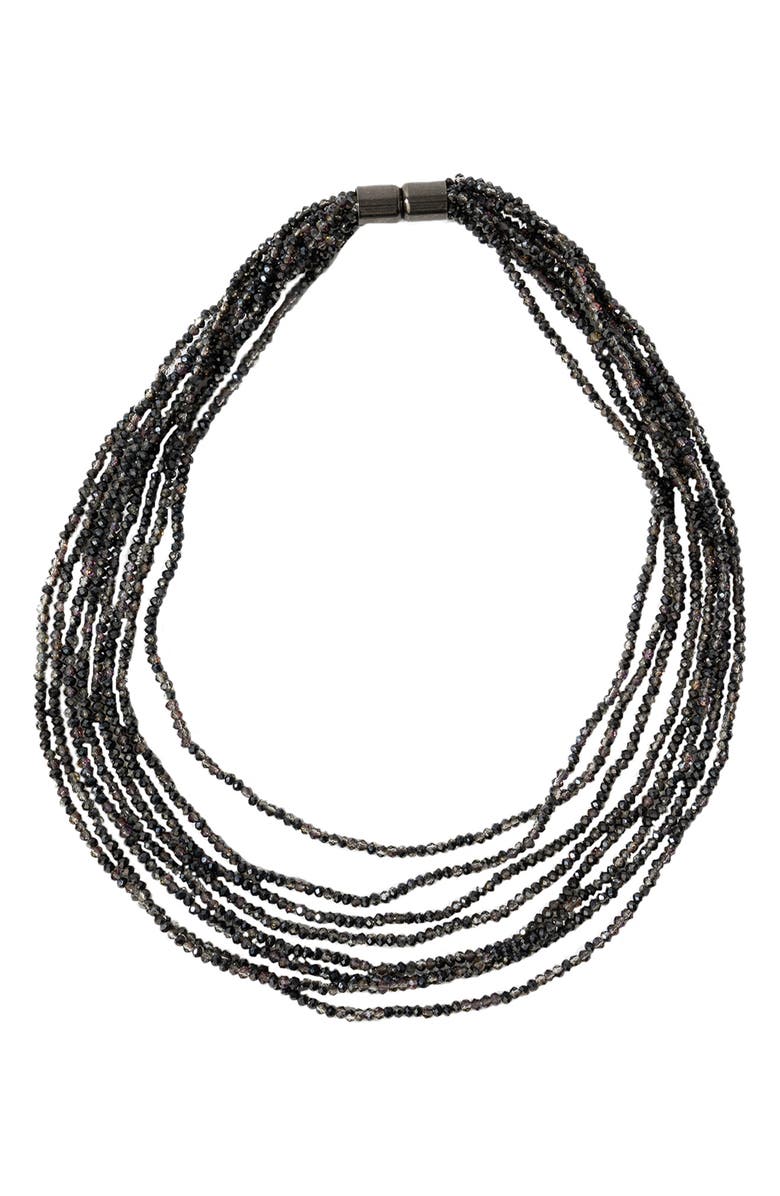 SAACHI Multi Strand Short Crystal Necklace, Alternate, color, Gunmetal