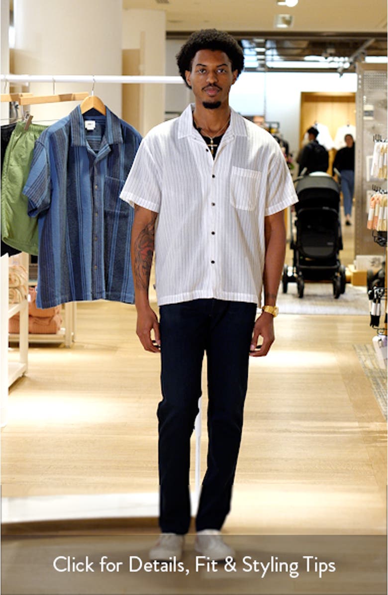 Donnie Stripe Short Sleeve Cotton Button-Up Shirt, sales video thumbnail