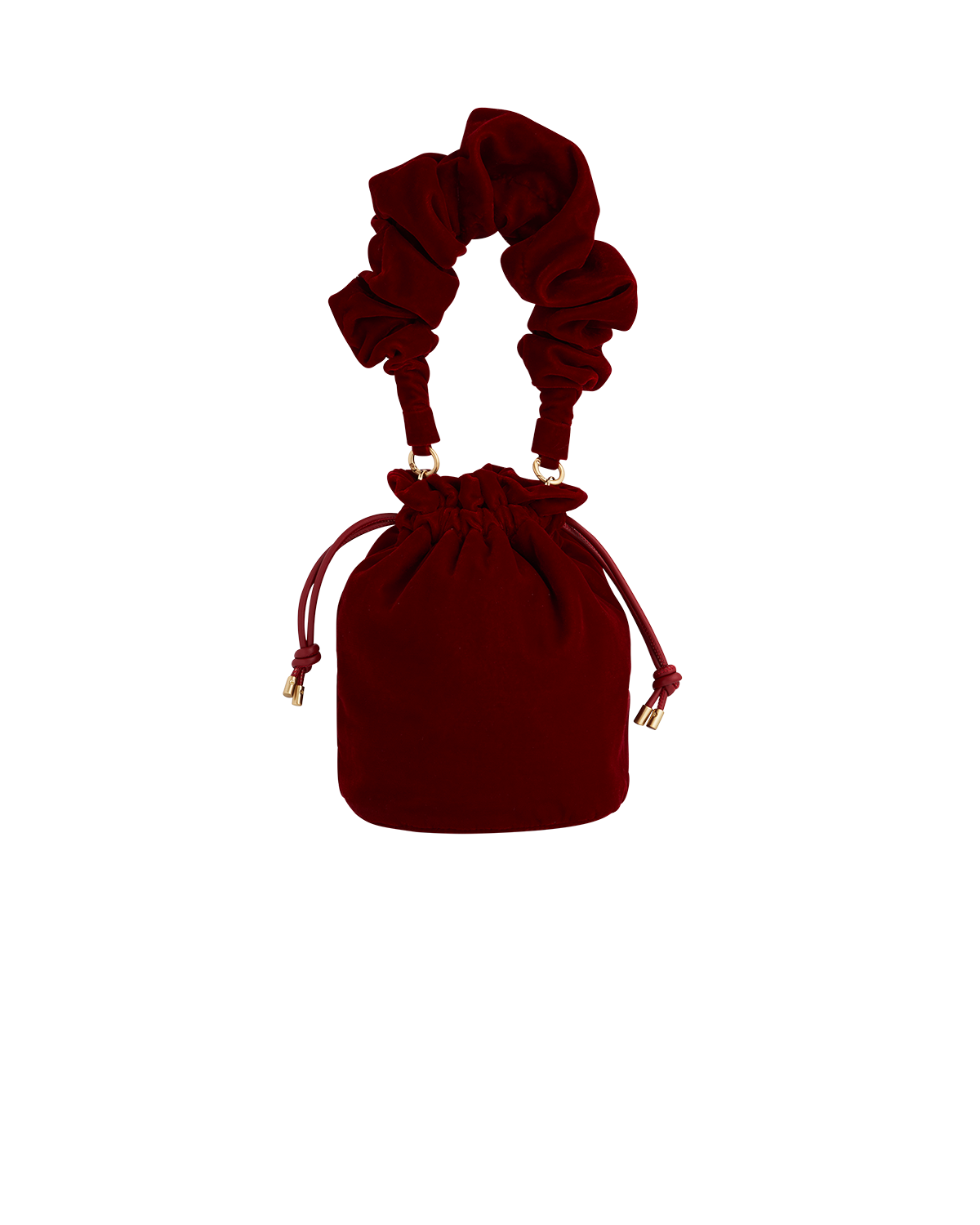 Fable England Red Velvet Bucket Bag, Main, color, Ruby Red