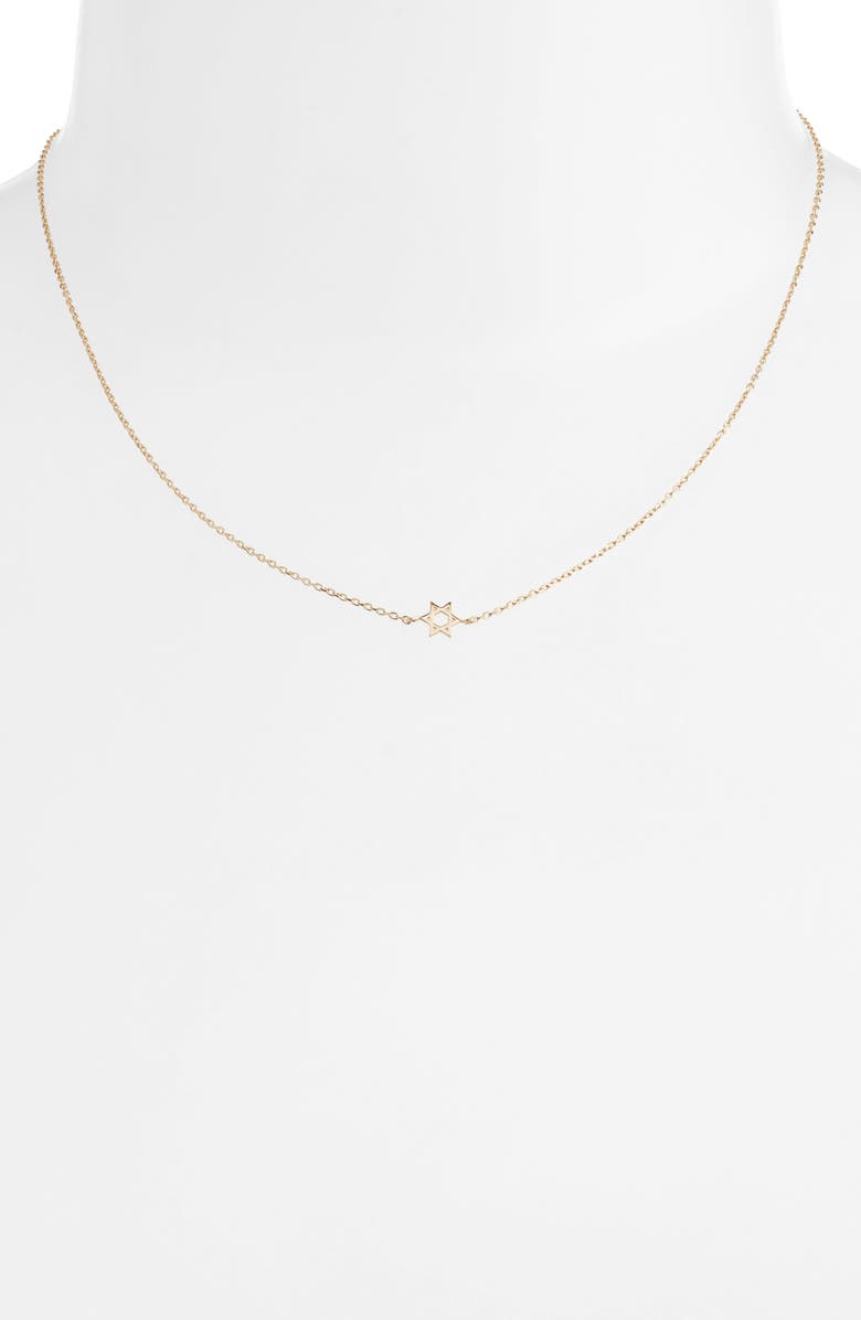 Anzie Love Letter Petite Star of David Necklace, Alternate, color, Gold