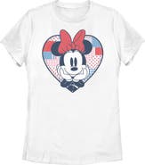 Minnie Mouse Women's Minnie Mouse Cute Patchwork Heart Graphic T-Shirt