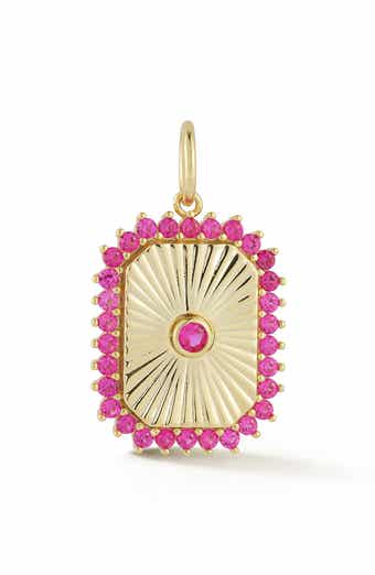 Cubic Zirconia 14k-Gold Plate Tag Charm