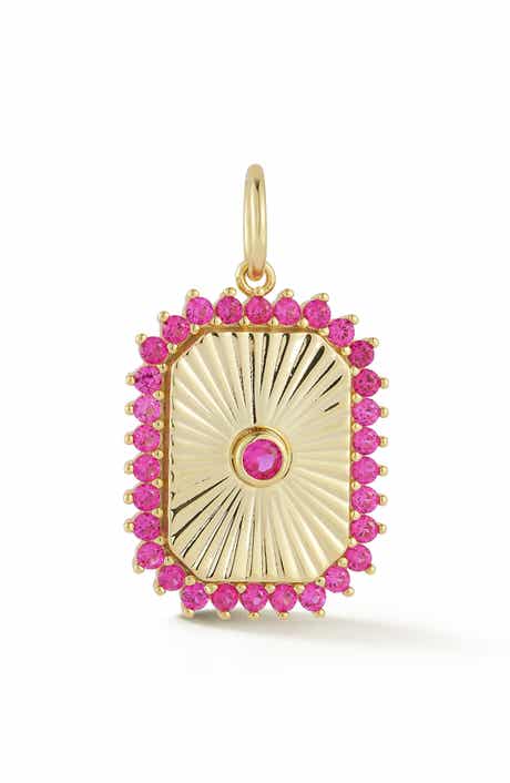 Cubic Zirconia 14k-Gold Plate Tag Charm